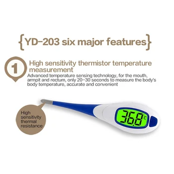 

Digital LCD Accurate Thermometer Waterproof Thermograph for Body Oral Underarm Rectum Temperature Measurement For Adult Child