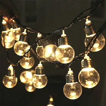 

AC 220V Led Bulb String Light 5M 20leds E27 Clear Ball Fairy Lights Christmas Garland Wedding Party Garden Outdoor Decoration
