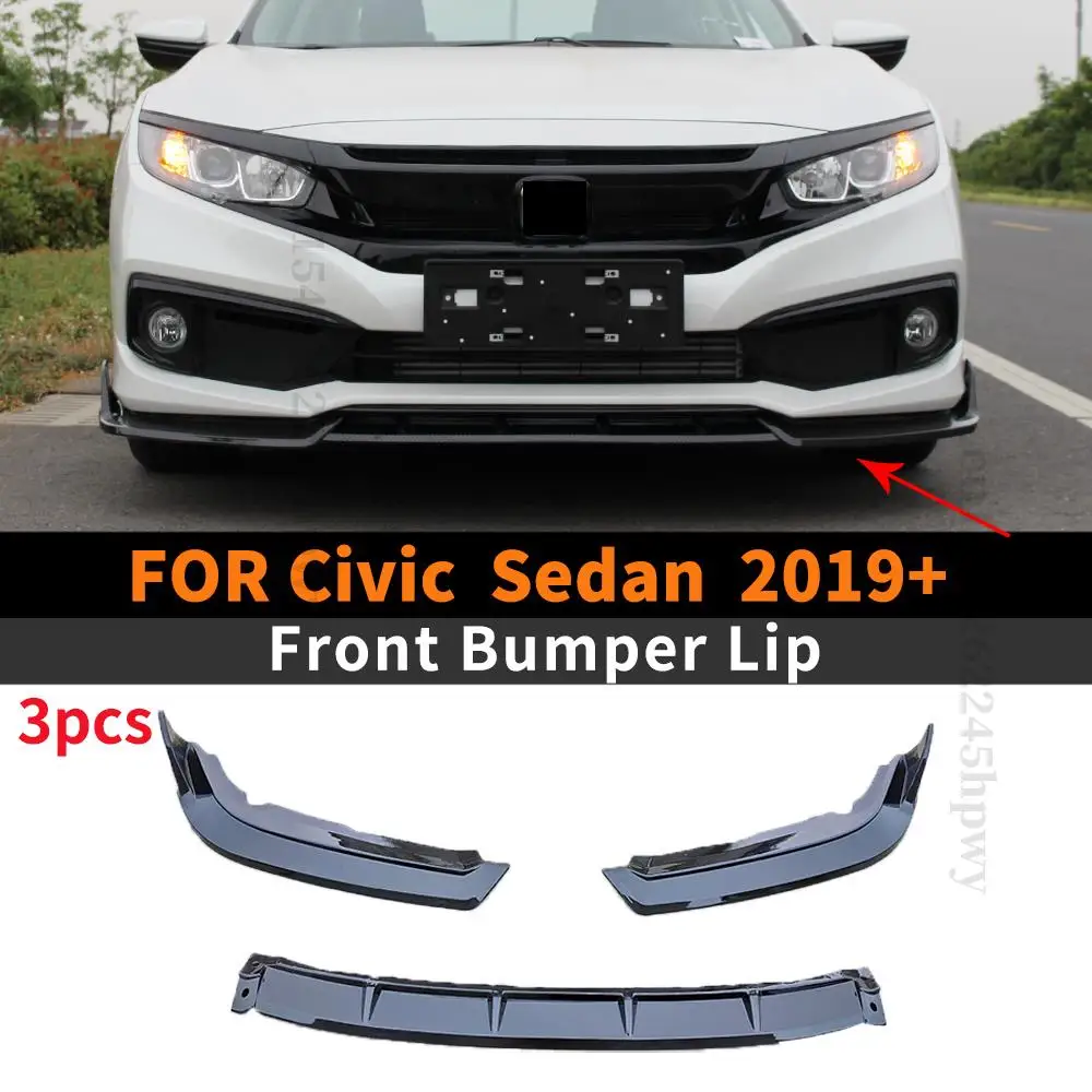 

Front Bumper Lip Chin Guard Decoration Tuning Exterior Part Body Kit Diffuser Trim For Honda Civic Sedan 2019 2020 2021 2019+