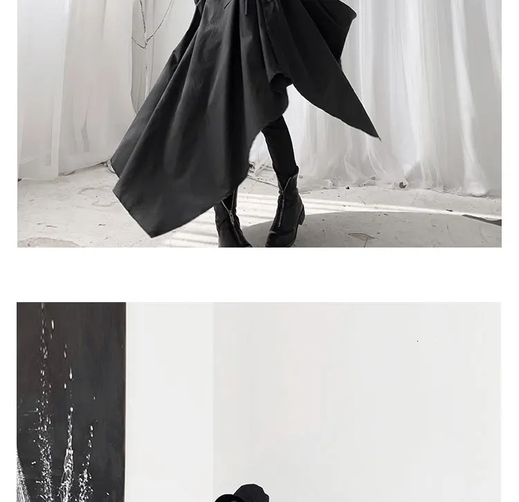 SHENGPALAE Весна Новая мода отложной воротник Длинные Рукава Vestidos черное необычное женское свободное платье Tide 5D282
