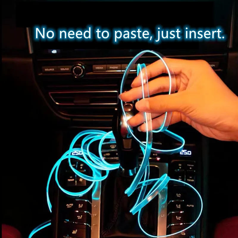 Bande LED d'éclairage intérieur de voiture, lampe d'escales automobiles,  décoration de guirxiété, câble métallique, ligne de tube, néon flexible,  clé USB - AliExpress