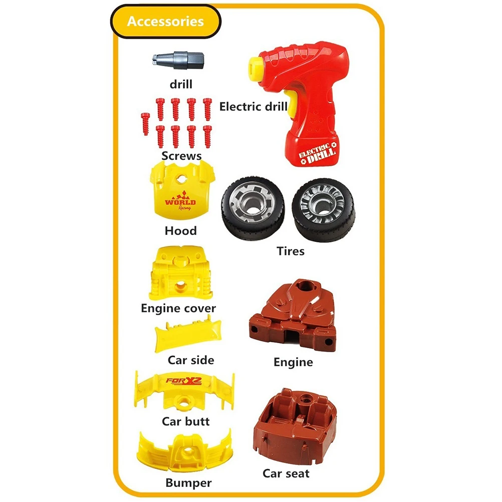 1 комплект, снимайте игрушечные гоночные автомобили, комплект для детей-Создайте свой собственный автомобильный комплект, строительный комплект с реалистичными звуками и огнями