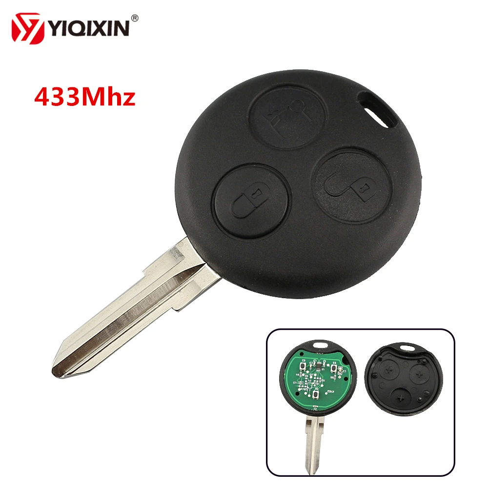 

YIQIXIN 3 Button Remote Car Key For Mercedes-Benz Smart Fortwo 450 Forfour 451 City Roadster Coupe Cabrio 433Mhz Blade With Chip