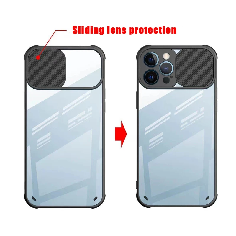 cool iphone 12 mini cases Slide Camera Lens Protection Case For iPhone 11 12 13 Mini Pro XS Max X XR 6 6S 7 8 Plus SE2 Transparent Shockproof Bumper Cover case iphone mini 12