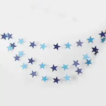 

4m Five-Pointed Star Heart-Shaped Paper Garland DIY Hanging Banner String Flag Home Party Wedding Celebration Gift Decoration