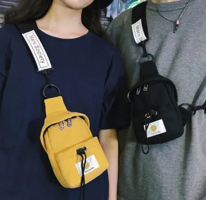 

LOOZYKIT Small Canvas Chest Pack for Men Women Crossbody Bags Streetwear Bag Fanny Pack Multifunction Mini Belt Waist Chest Bag