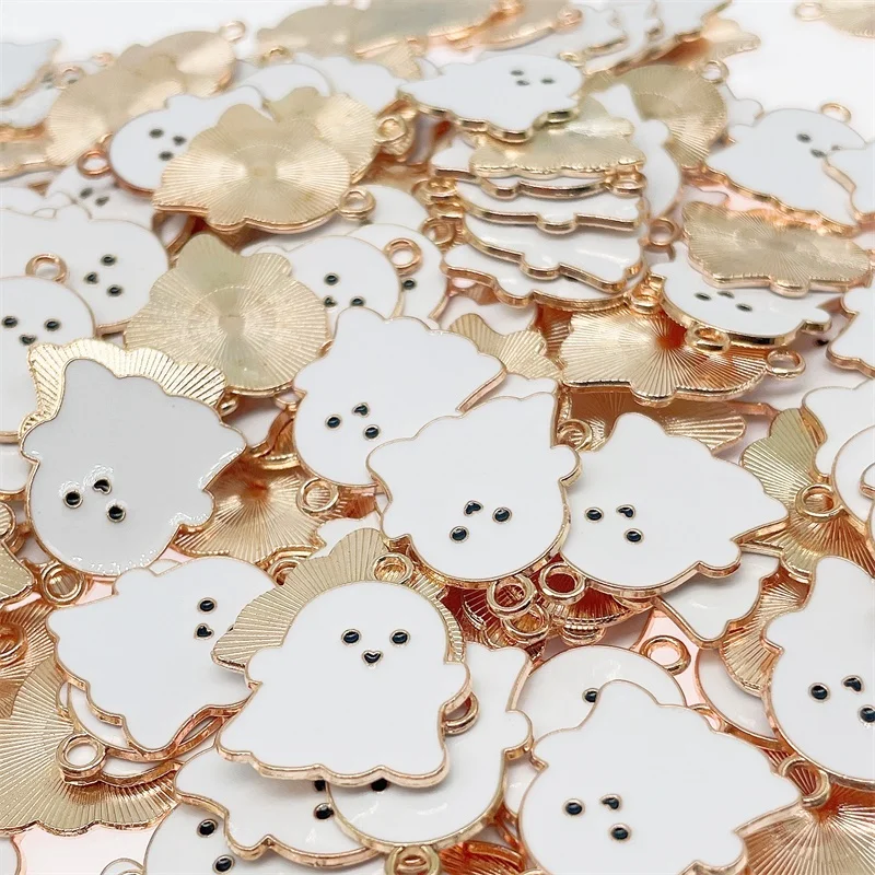20 Teile/satz Cartoon Lustige Geist Tropft Öl Legierung Charme Goldene Emaille Halloween Anhänger DIY Schmuck Machen Zubehör Großhandel – Detail 5