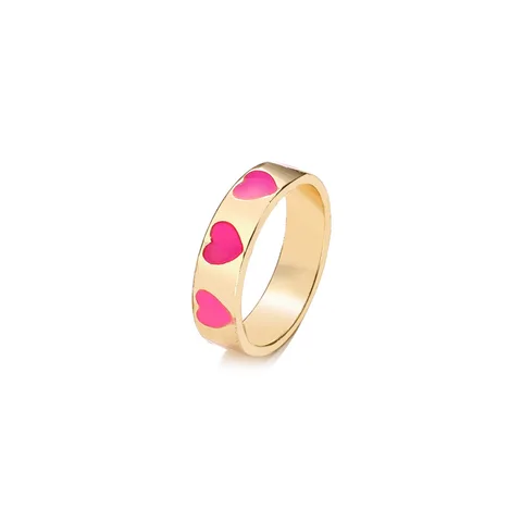 European And American Fashion Simple Style Macaron Bohemian Cartoon Ring Color Dripping Love Smiley Face Ring