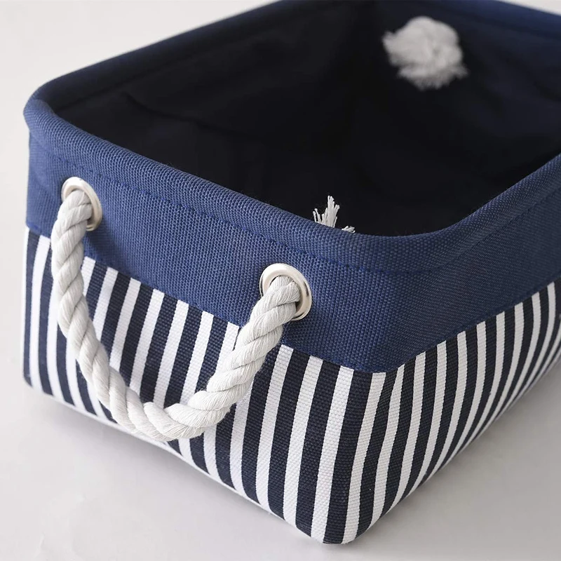 Fabric Nautical Basket for Storage,Collapsible Canvas Storage Bins Containers Organizing Basket for Gifts Empty,Shelves, Closet