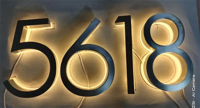 iluminado número de casa de aço inoxidável
