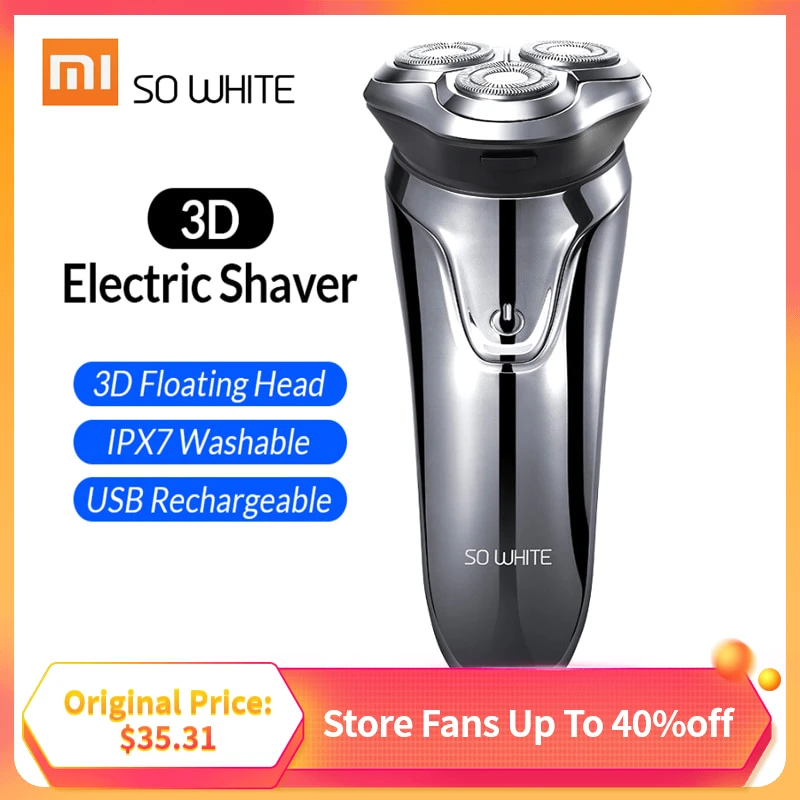 

Original Xiaomi PINJING Electric Shave Razor Washable Mode Comfy Clean USB Fast Charge 3 Head Flex Dry Wet Shaving Tool