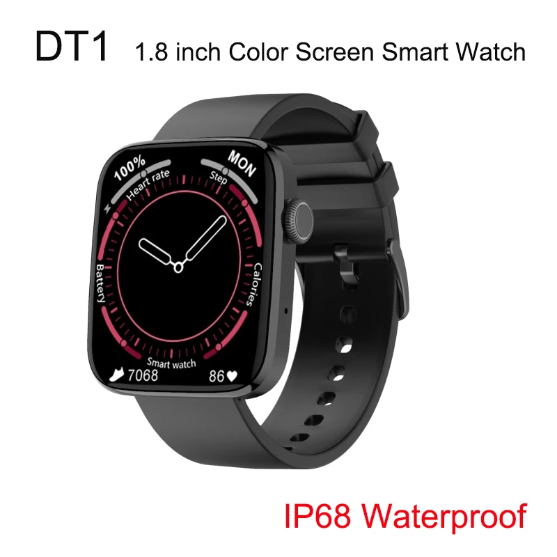 

DT1 1.8 inch Color Screen Smart Watch Silicone Watchband IP68 Waterproof Support GPS Track/Bluetooth Call/Female Menstrual Cycle