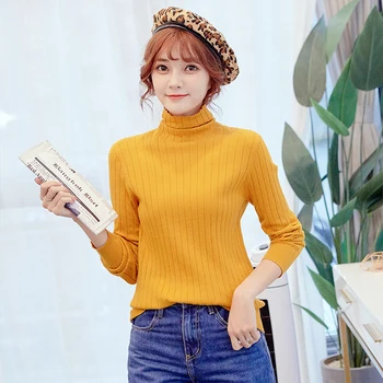 

High-End Genuine Product 2020 Autumn Versitile Fashion Trendy Pure Color Crew Neck Sweater Comfortable Simple Slim Fit WOMEN'S
