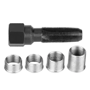 

High quality Carbon Steel Spark Plug Re-thread Tap Tools with Inserts for 14mm Sparking Plugs Repair With four size of inserts