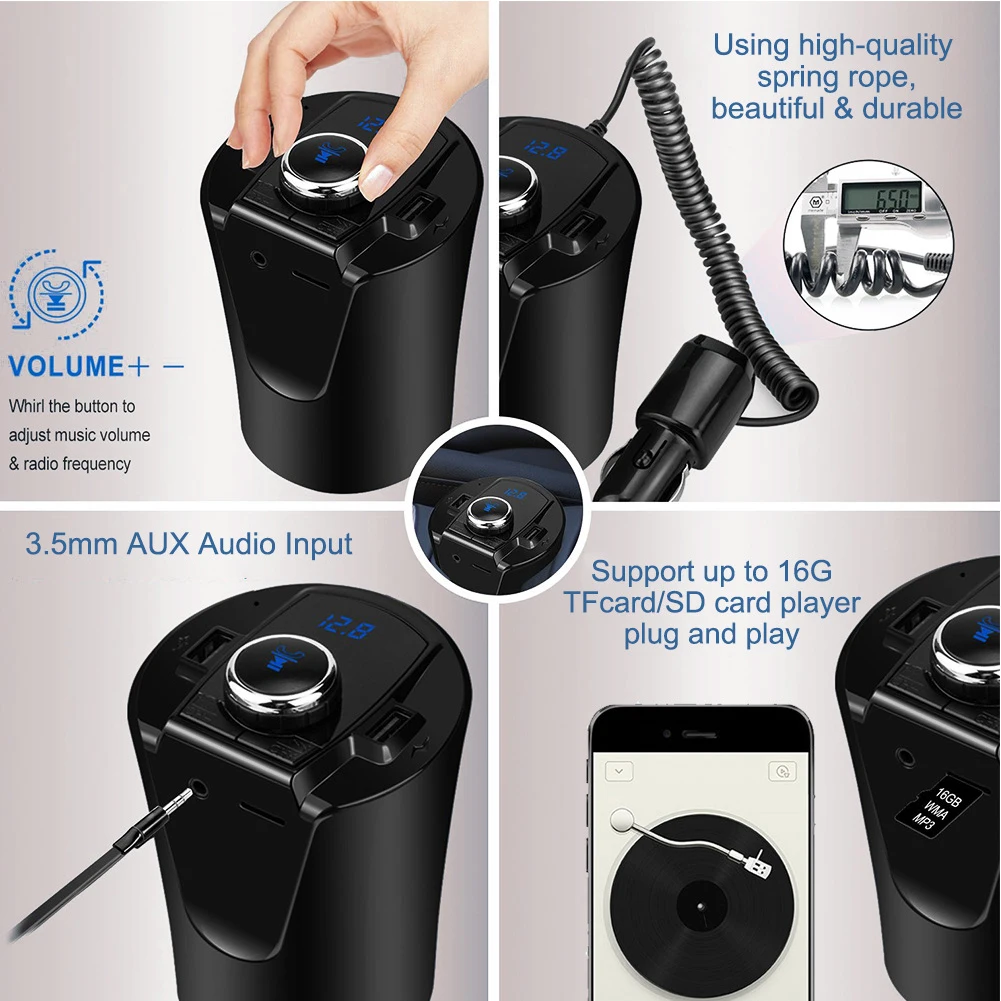 Bluetooth fm-передатчик Hands-Free автомобильный комплект USB Автомобильное зарядное устройство совместимый 4,2 Bluetooth 10*8*6 см Bluetooth fm-передатчик