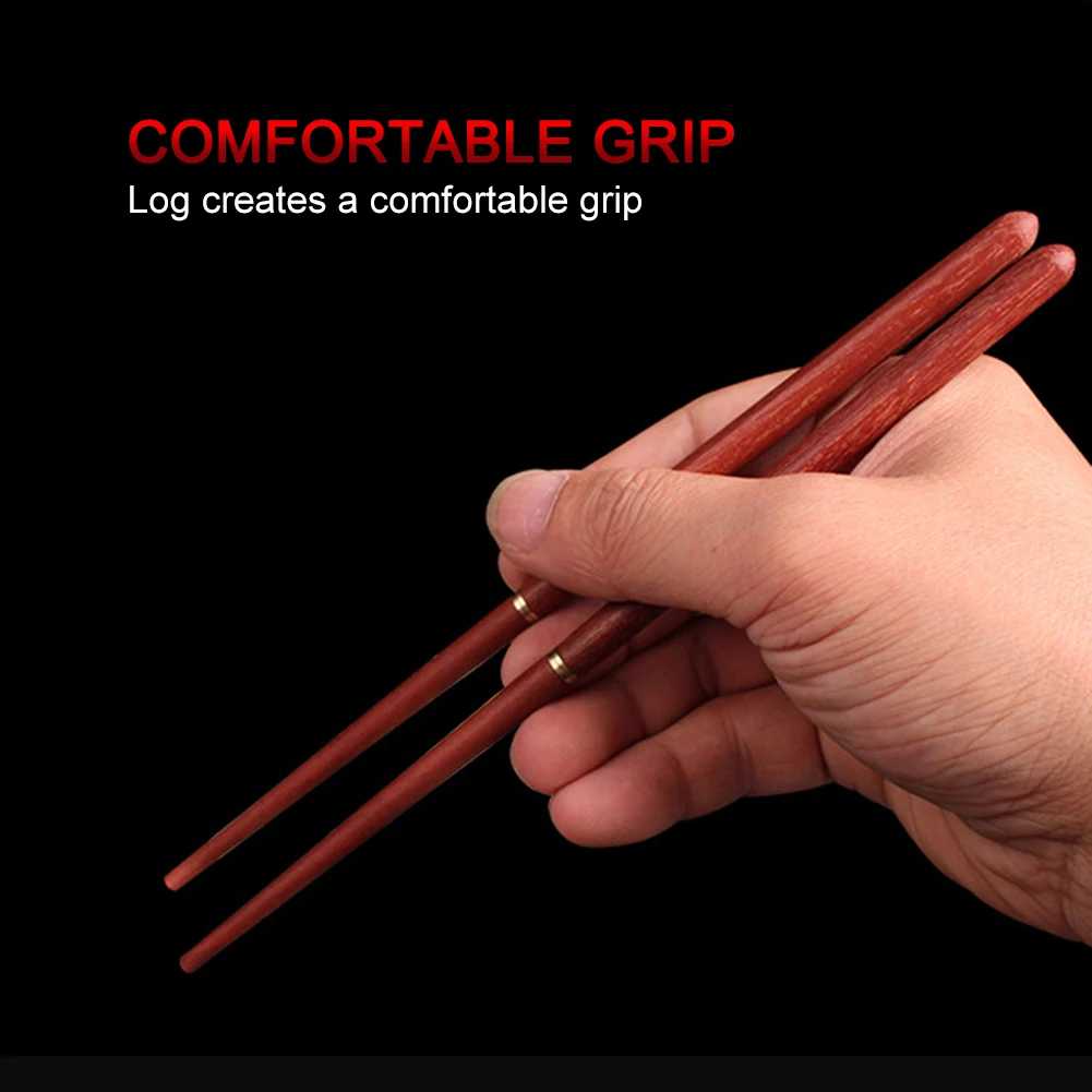 Chopsticks 1 Pair Mahogany Folding Outdoor Camp Picnic Travel Non-slip Tableware Stainless Steel camping cutlery portable tableware portable cutlery titanium tableware
