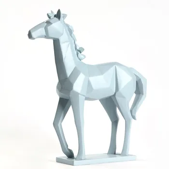 

Modern Geometry Horse Sculpture Resin Animal Abstraction Origami Horse Desktop Office Home Living Room Decoration M4166