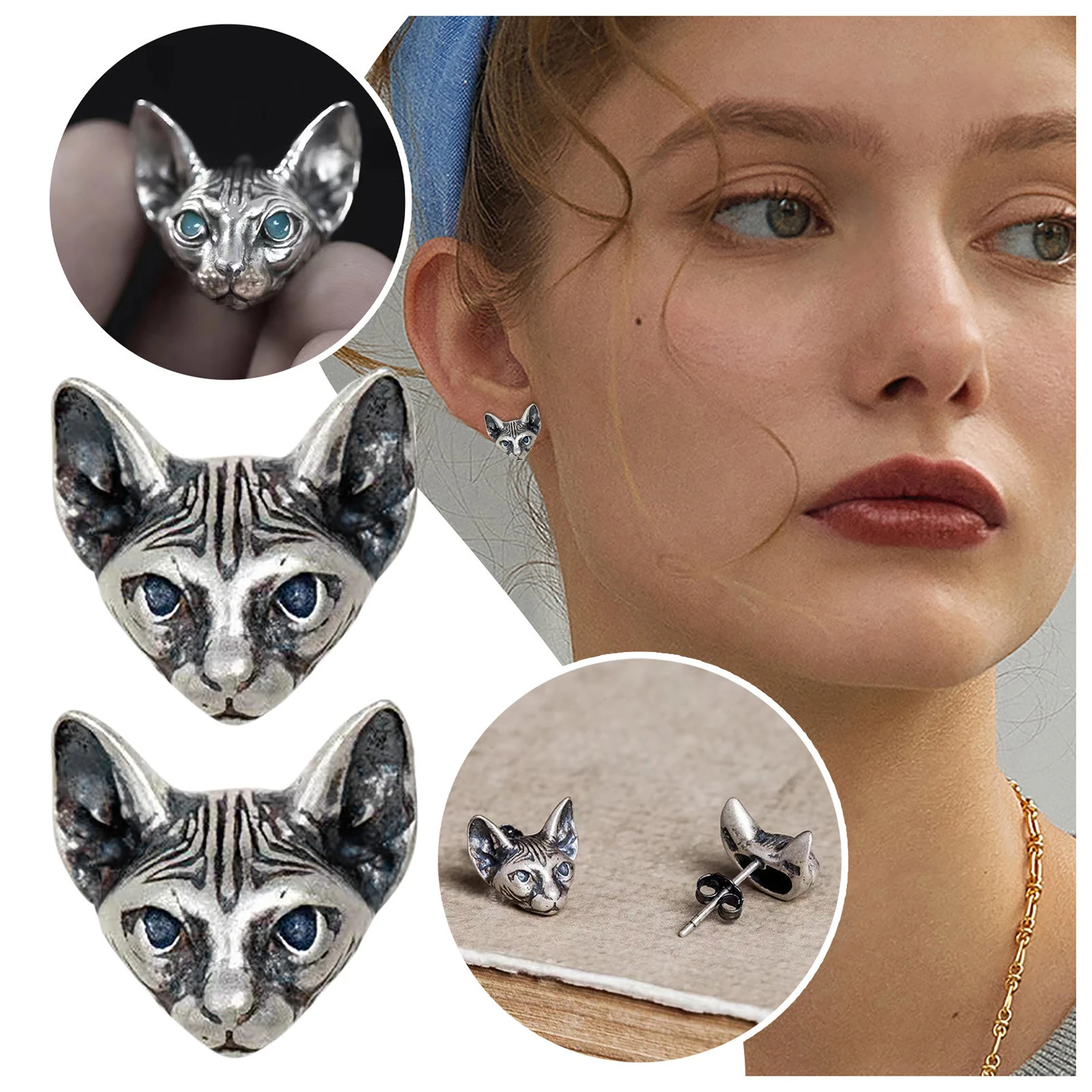 Pendientes De Animales Redondos De Aleación Retro Pendientes Pendientes De Animales Redondos De Aleación Retro Pendientes