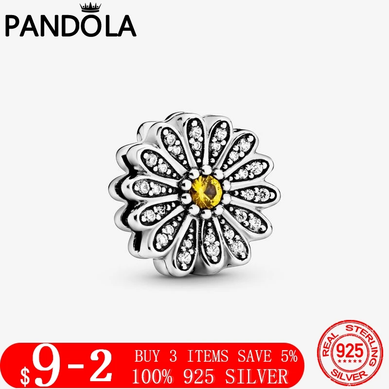 

Hot Sale 925 Sterling Silver Sparkling Daisy Flower Clip Charm Beads Fit Original Pandora Bracelet Brand Silver Jewelry Gift