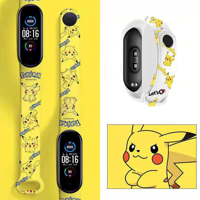 Ремешок Pokémon Pikachu подходит для Xiaomi 3/4/5/6/NFC Mi Band ремешок с принтом украшение часов