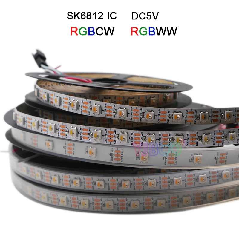 1 м/4 м/5 м SK6812(аналог ws2812b) RGBW 4 в 1 30/60/144 светодиодов/pixles/м; Индивидуальный Адресный светодиодные полосы IP30/IP67 DC5V