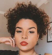 Beeos corto rizado 250% corte Pixie Bob peluca 13*2 Frente de encaje pelucas de cabello humano Remy brasileño cabello humano Pre arrancado con el pelo del bebé