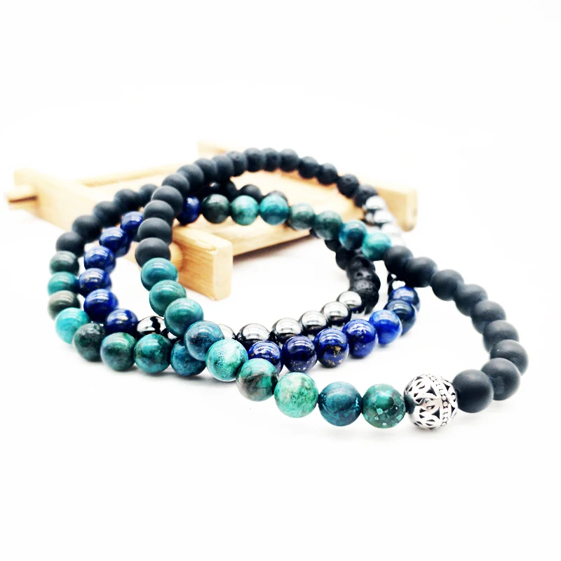 

wholesale 3 wraps mixed natural stone beads bracelets handmade stainless steel charm bracelet jewelry 50pcs/lot+free shipping