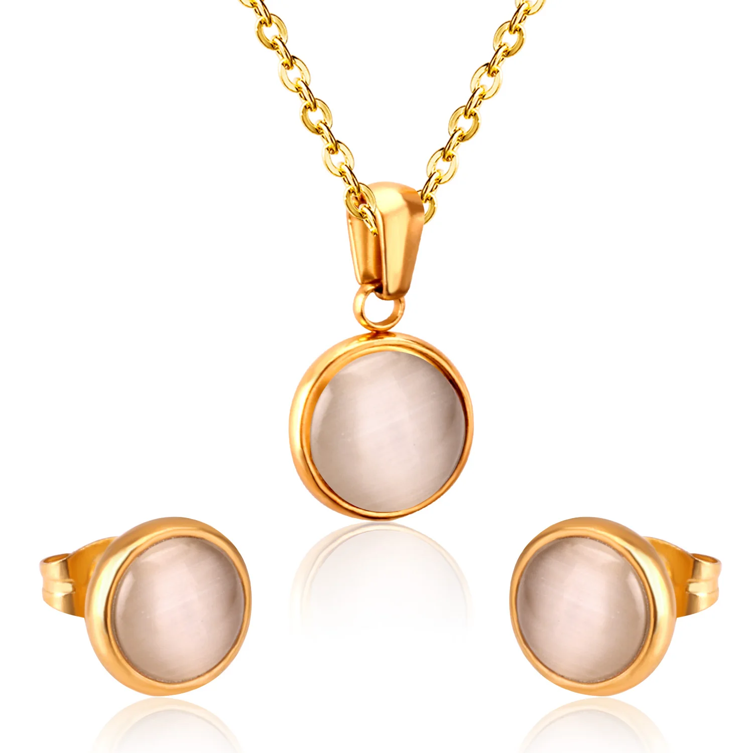 LUXUKISSKIDS Opal Shell Dubai Wedding Bridal Christmas Jewelry Sets Pendant Necklace Earring Women Gold Indian Jewellery Set