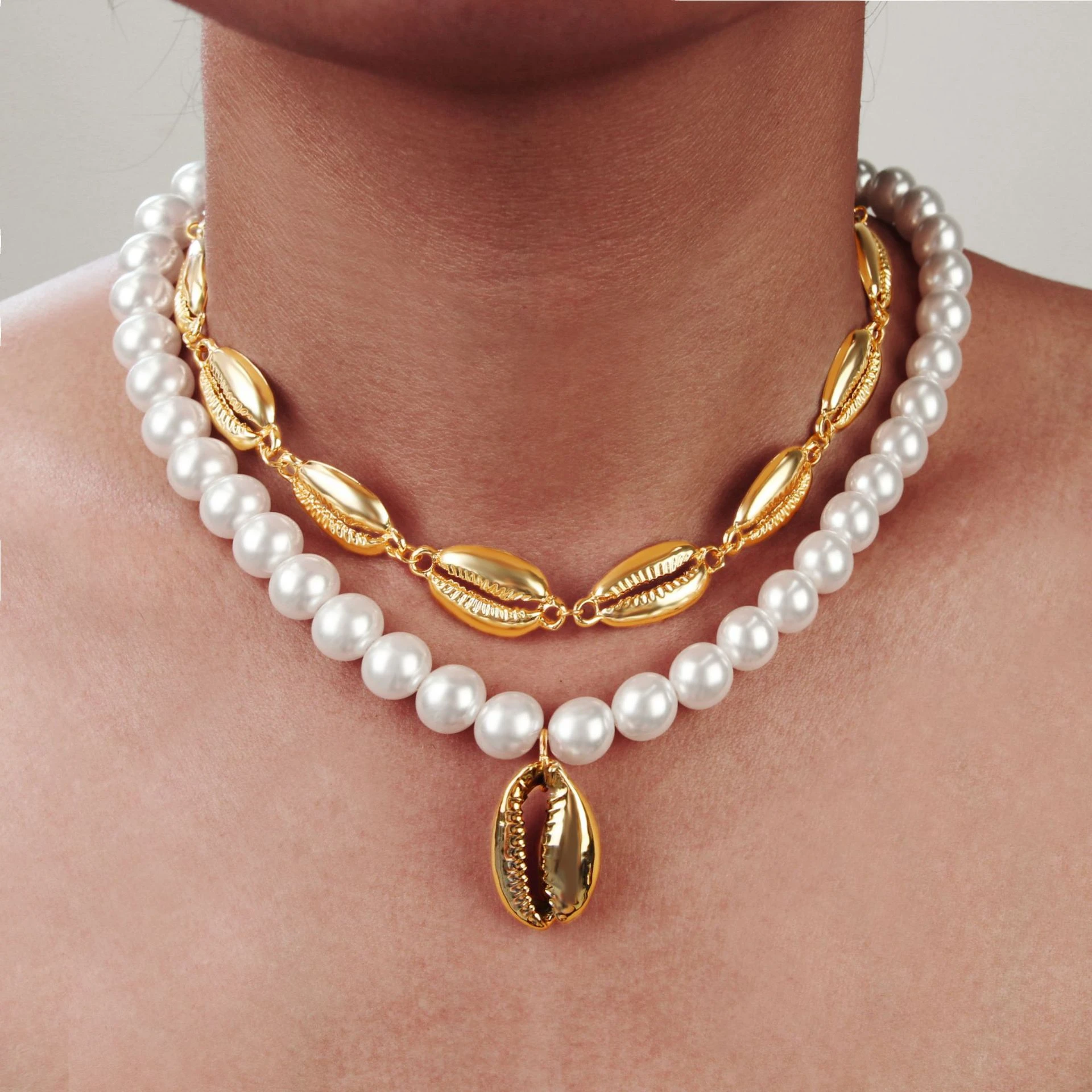 de perlas de imitación de lujo de moda 2019 modelos femeninos COLLAR COLGANTE de concha oro venta al por mayor de fábrica|Collares tipo gargantilla| - AliExpress