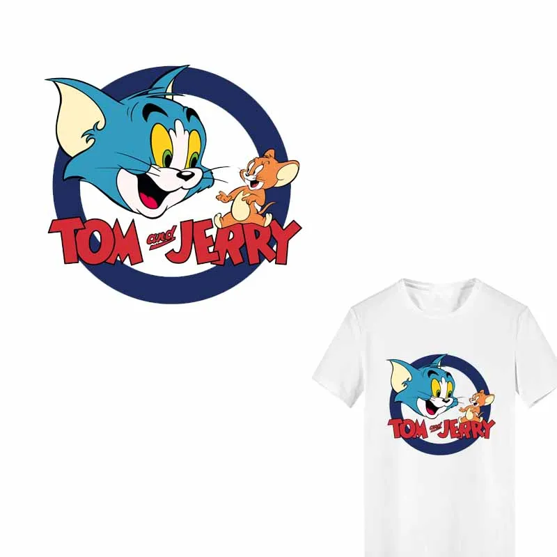 

Anime Tom and Jerry Patch Heat Transfer Vinyl Stickers for Kids Clothing DIY T-shirt Applique Letter Cat Patch Thermal Press
