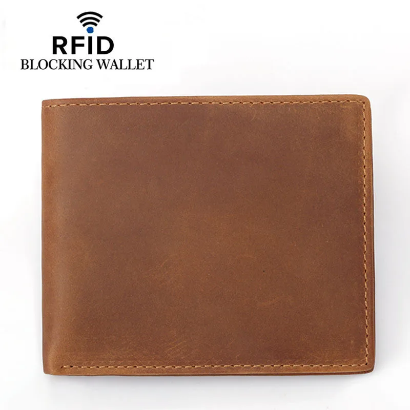 Винтажный дизайн, RFID Блокировка, натуральная кожа, мужской двойной тонкий мини-кошелек, мужской маленький кошелек, зажим для денег, кошельки для кредитных карт