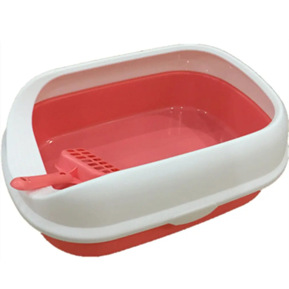 Портативная чистая коробка для кошачьего туалета, Обучающие постельные принадлежности с открытым верхом, кошачий песчаный наполнитель, коробка для кошачьего туалета, тренажер для домашних животных - Цвет: Красный