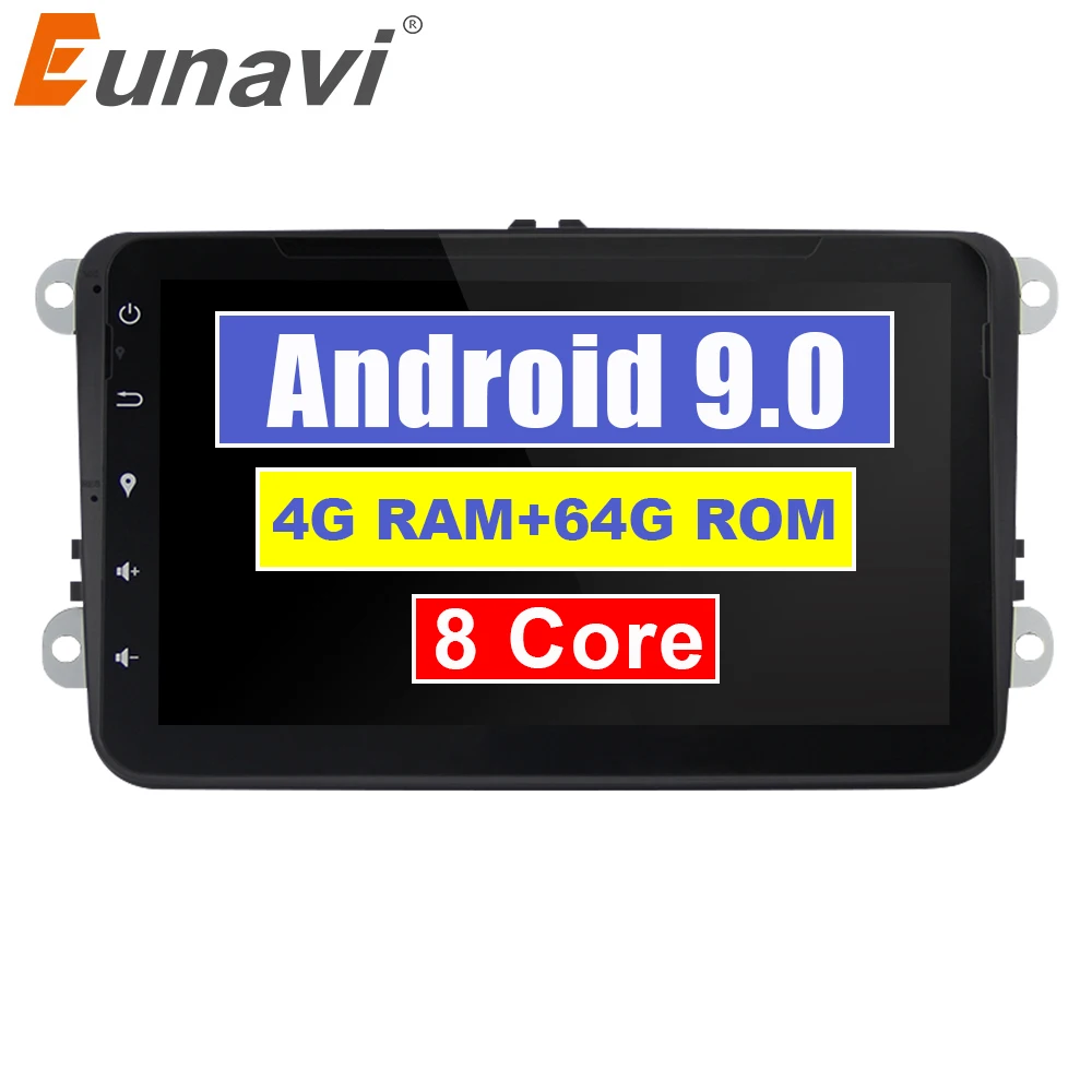 Eunavi 2 din 8 ''Android 9,0 Восьмиядерный автомобильный dvd-плеер gps Navi для VW Golf MK6 5 Polo Jetta Tiguan Passat B6 5 CC Skoda Touran