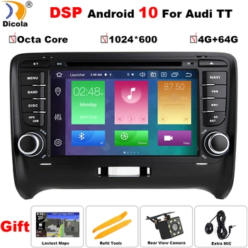 

DSP IPS 2 Din 7" Android 10 Octa Core Radio GPS Navigation Car DVD Player for Audi TT MK2 8J 2006 2007 2008 2009 2010 2011 2012