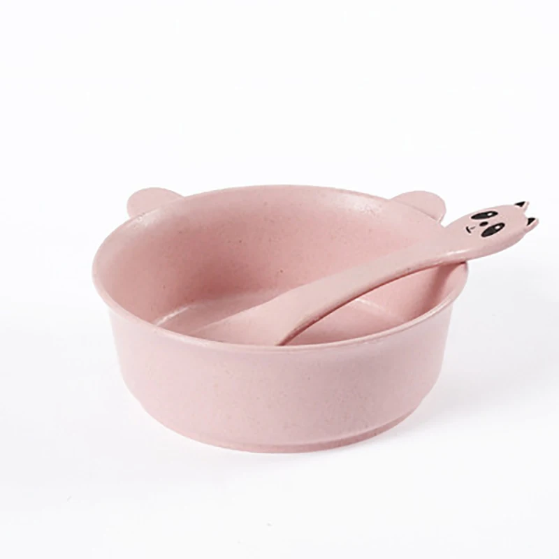 2 Pcs/set Baby Feeding Food Tableware Panda Eco-friendly Children Training Dinnerware Plate Bowl Spoon Kids Baby Bowls