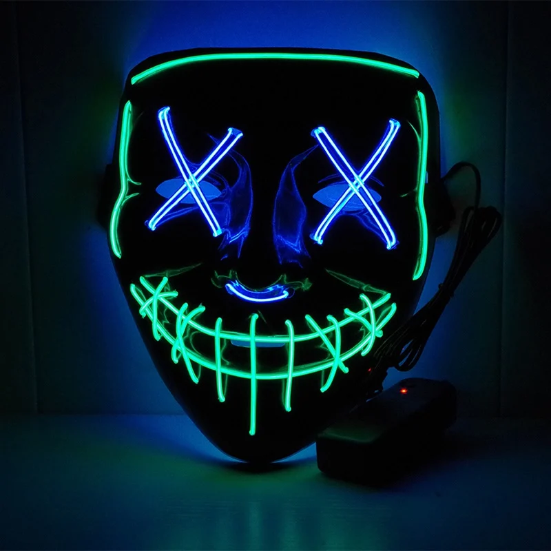 

Halloween Mask EL Party Masks Neon Parti Horror Masque Mascara Cosplay Scary Masker Glowing Mascarillas Skull Maski