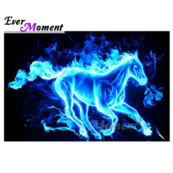 

Ever Moment Diamond Painting Hobby Artwork Mosaic Bright Blue Horse Decoration 5D DIY Cross Stitch Diamond Embroidery S2F2361
