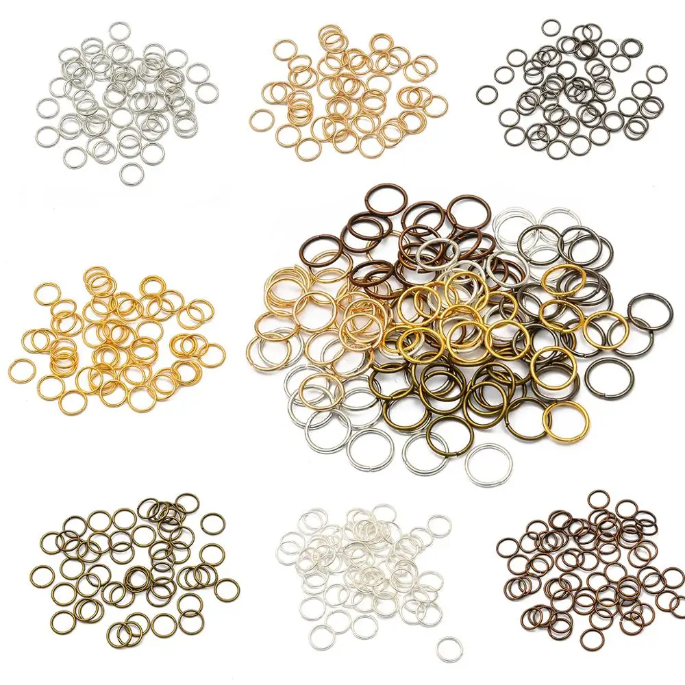 Anillo abierto de 3-20mm, trabillas individuales de Color dorado y plateado, 50-500 Uds., conectores de anillo dividido para DIY, joyería