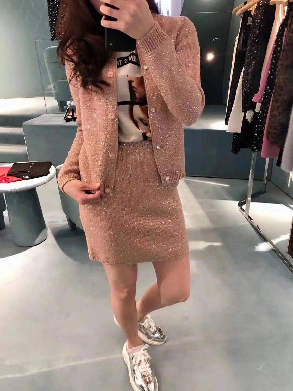 2019FW женский модный свитер с блестками и блёстками Женский Повседневный Кардиган свитер ddxgz2 8,20