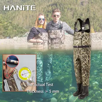 

HANITE 5MM Neoprene Waterproof Fishing Wader Useful in flood rainy snowy weather with Rubber Boots, Keep You Warm under -35 ℃