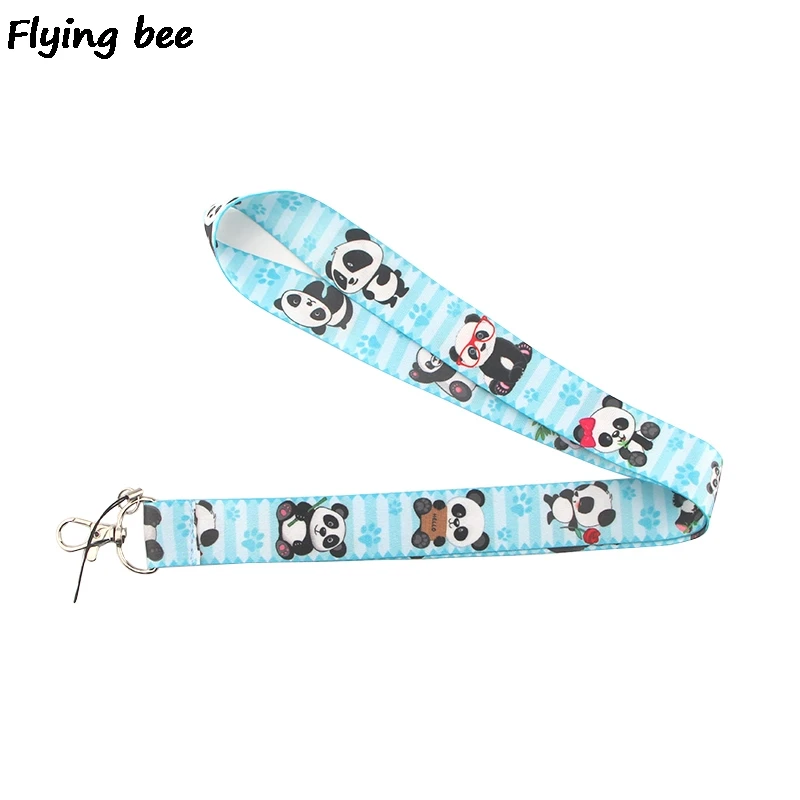 Flyingbee Cute Panda Lanyard Phone Rope Keychains Phone Lanyard For Keys ID Card Cartoon Lanyards For Men Women X0381