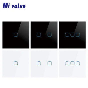

Touch switch EU standard 1/2/3gang wall sticker installation interrupter tempered glass panel light switch