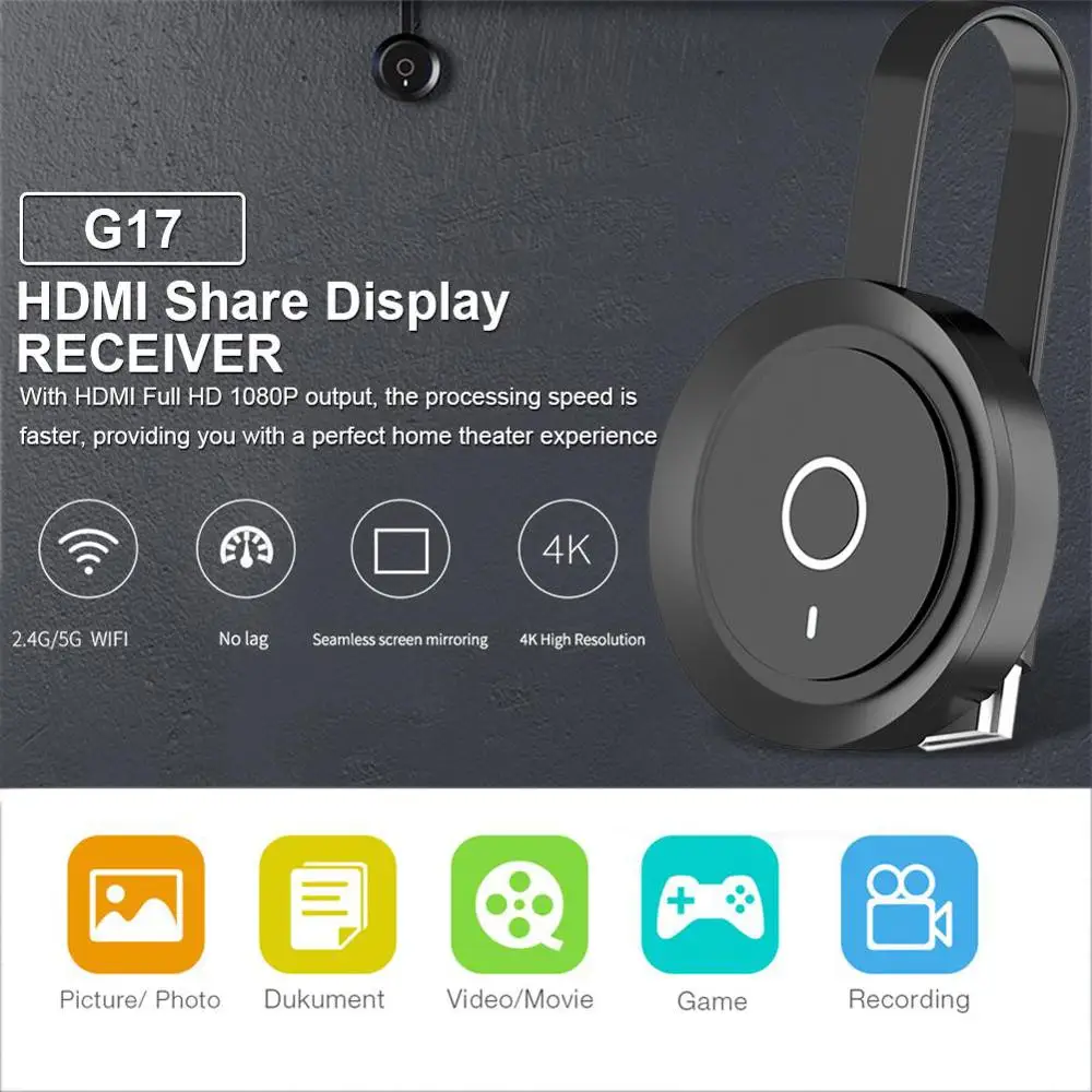 Mirascreen G17 ТВ-ключ 2 4G/5G двухдиапазонный двойной HD WiFi Miracast Airplay DLNA ТВ-флешка