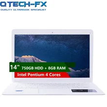 Ноутбук 1", 8 ГБ ОЗУ, 1 ТБ/750 Гб HDD, Windows 10, быстрый процессор, Intel, 4 ядра, клавиатура для бизнес-школы, арабский, AZERTY, немецкий, испанский, русский