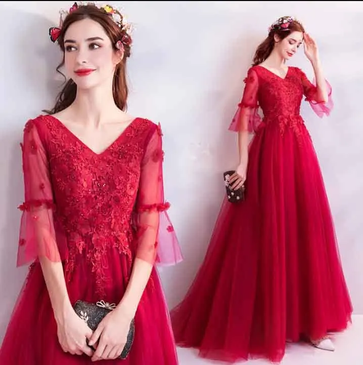 

N Eye Catching Red Wedding Embroidery Luxury Party Dress Custom Large Size 5xl Evening Formal Dresses Red Carpet Dress For Lady