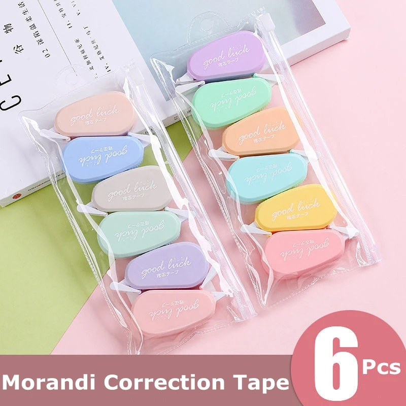 6Pcs/Set correction tape Solid color translucent Corrector kids student school office supplies