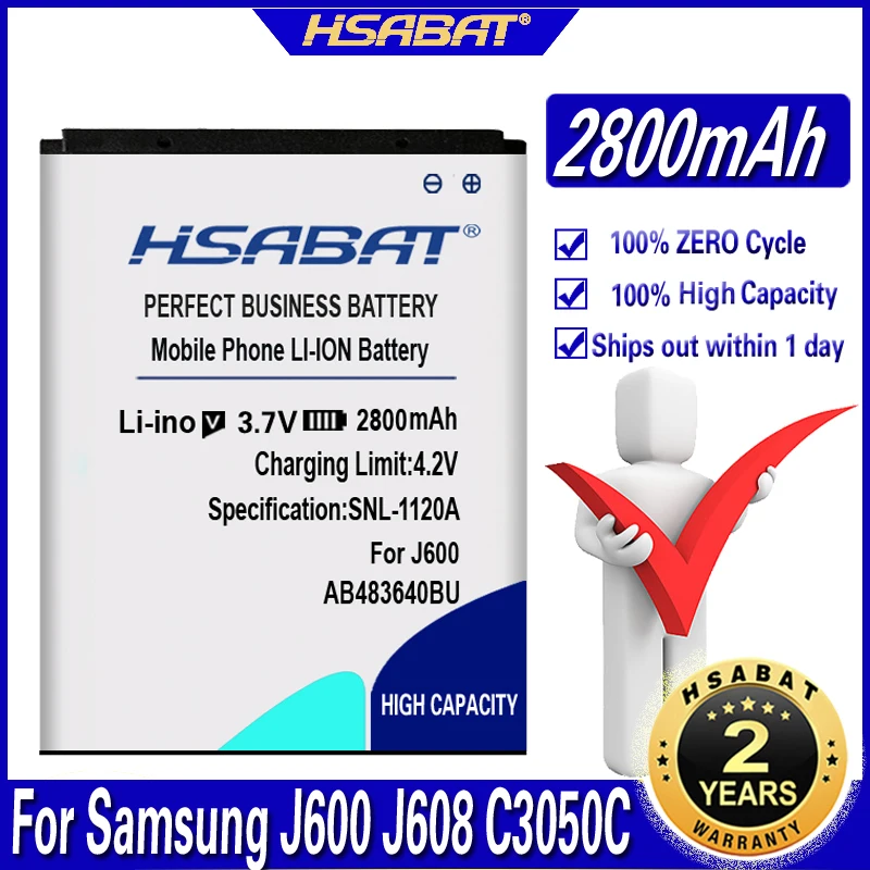 HSABAT 2800 мАч AB483640BU батарея для Samsung J600 J608 C3050C S7350C F619 C3050 E740 E748 F110 F118 G618 L600 L608 B3210 M519 |