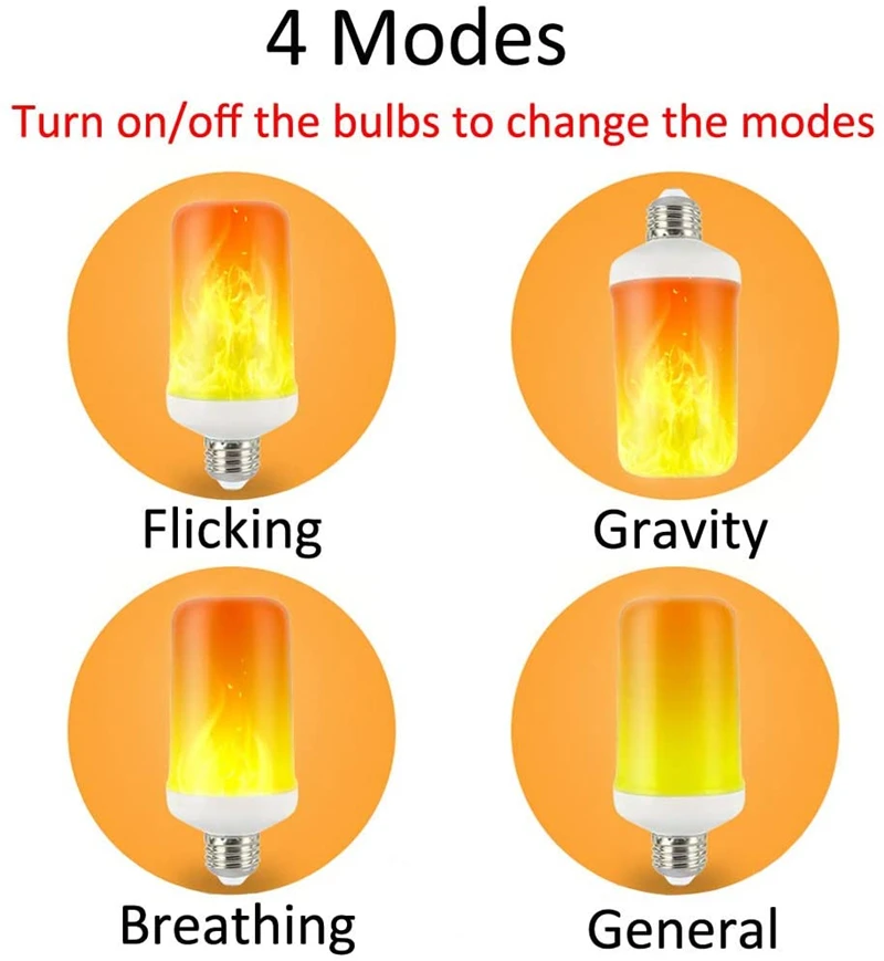 LED 동적 불꽃 효과 전구, 다중 모드 크리에이티브 옥수수 램프 장식 조명, 바 호텔 레스토랑 파티 E27, 12W