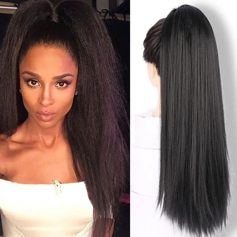 Hairpiece Chignon Synthetic-Hair-Bun Drawstring Ponytail Straight Afro-Puff Kinky AOSI