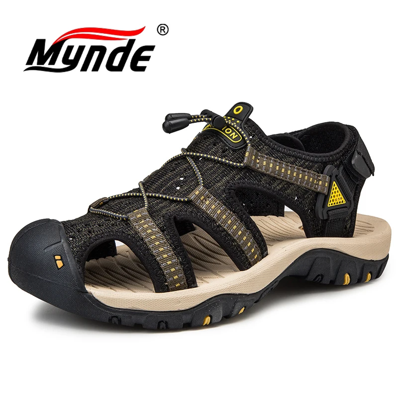 Новинка; брендовые летние мужские сандалии; мужские уличные сандалии с мягкой подошвой; модная дизайнерская Повседневная пляжная обувь с дышащей сеткой; большие размеры 38-48